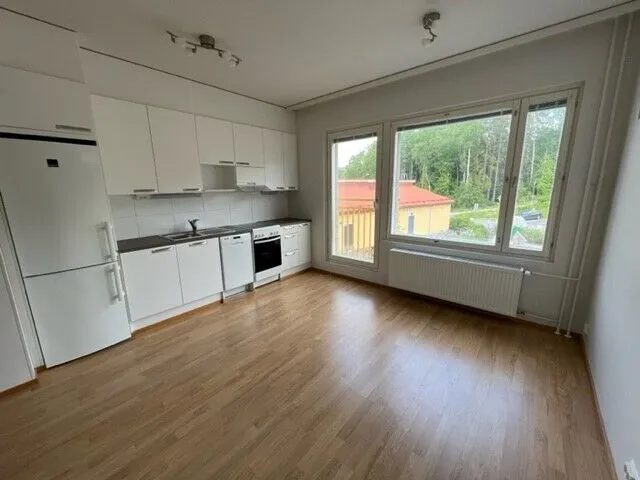 Pähkinäpolku 2:n yksiön keittiö ja huonetila